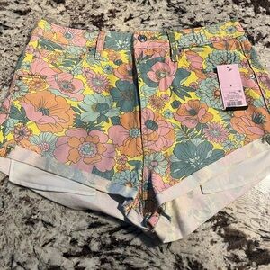 Target Floral High Waist Women's Shorts - Pink, Yellow, Green